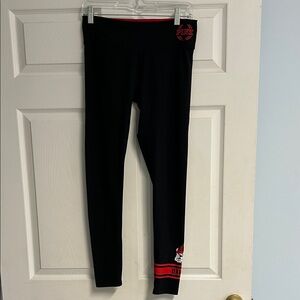 Pink by Victoria's Secret UGA Black Leggings with Red Details